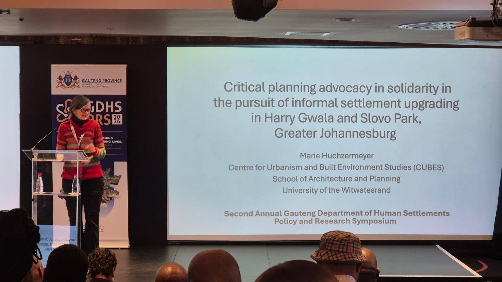 Planact’s board member Prof. Marie Huchzermeyer presenting at 2nd Annual Policy Research Symposium in Sandton